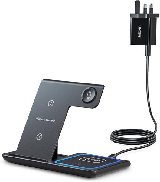 Charging Station,Wirelss Charger,Magnetic Charging Station Compatible with Iphone 17 16 15 14 13 12 11 Pro Max XS Xr,For Iwatch Series 9 8 7 6 5 4 3 2 Se,For Airpods 3 2 Pro,Black,No Adapter